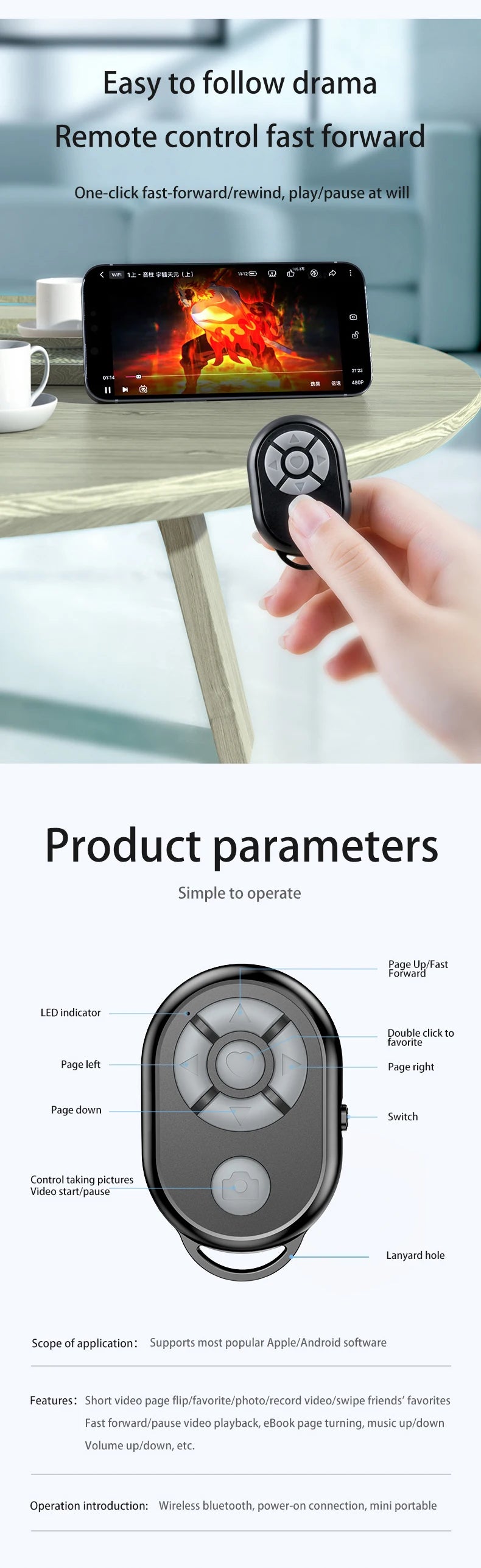 Bluetooth Camera Remote & Selfie Controller