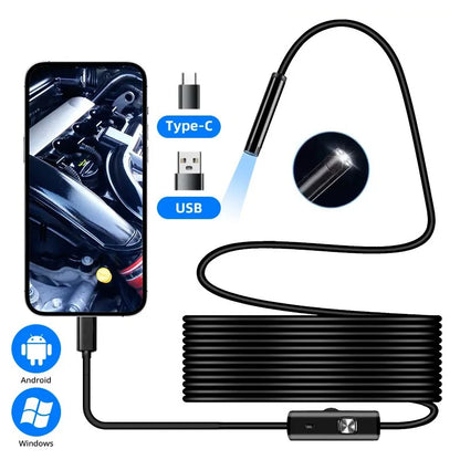 USB Endoscope Camera – IP67 Waterproof Inspection Borescope for Android & PC