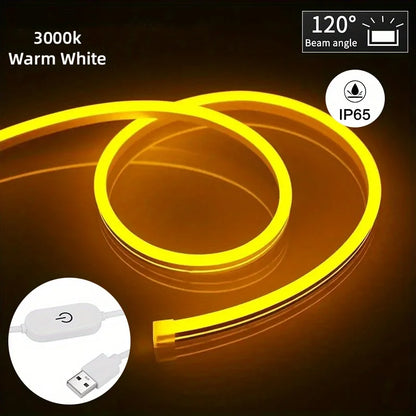 USB LED Neon Strip Light – Dimmable, Waterproof IP67, 1-5m