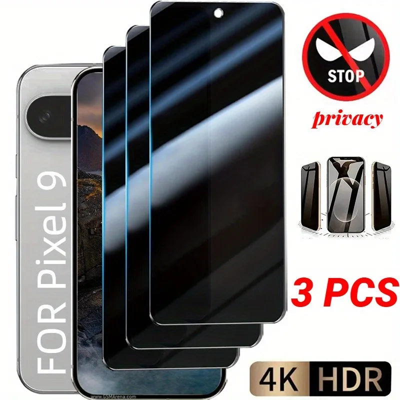 3Pcs Full Cover Privacy Screen Protector For Google Pixel 9 8 Pro Anti-Spy Tempered Glass For Pixel 7a 8a 6a 9 Pro XL Glass