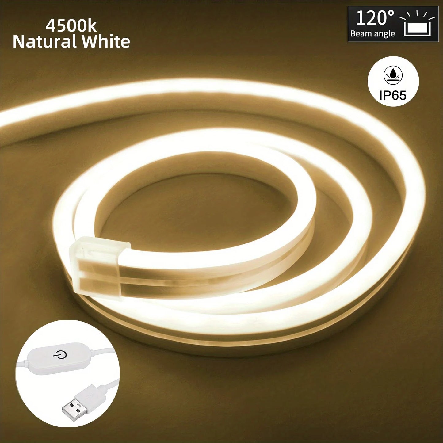 USB LED Neon Strip Light – Dimmable, Waterproof IP67, 1-5m