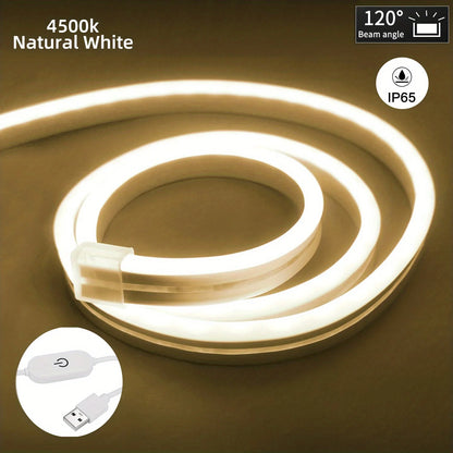 USB LED Neon Strip Light – Dimmable, Waterproof IP67, 1-5m