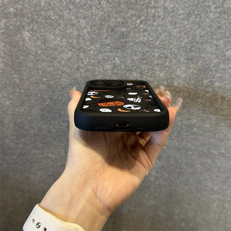Halloween Pumpkin Ghost Silicone Phone Case For iPhone 16 15 14 13 12 11 Pro Max 17 Air 16E X XR XS Max 7 8 Plus Soft Cover