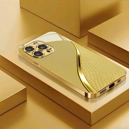 Electroplated Gold Tempered Glass Phone Case for iPhone