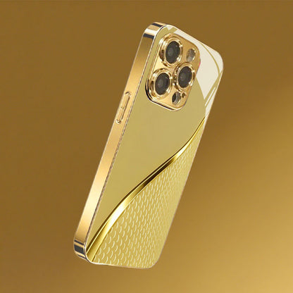 Electroplated Gold Tempered Glass Phone Case for iPhone